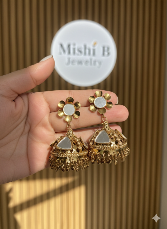 Noir Metalic Jhumkies - Mishii B Jewelry