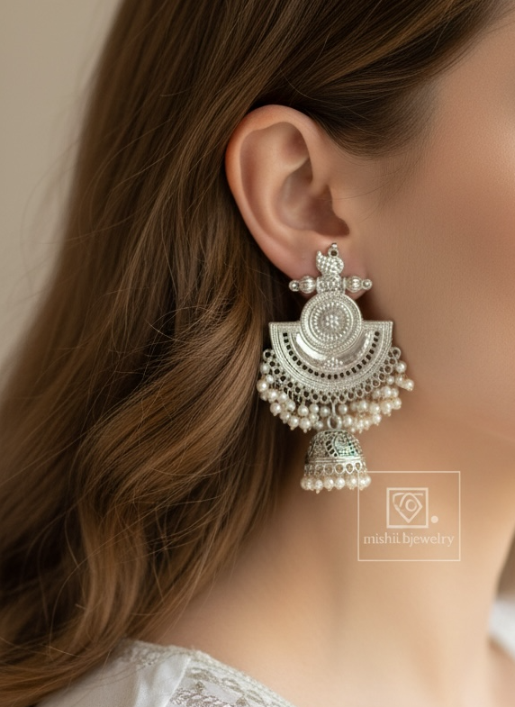 Elara Silver Jhumky - Mishii B Jewelry