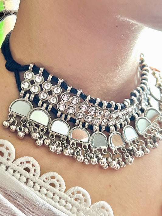 Ethnic Mirror Choker Set