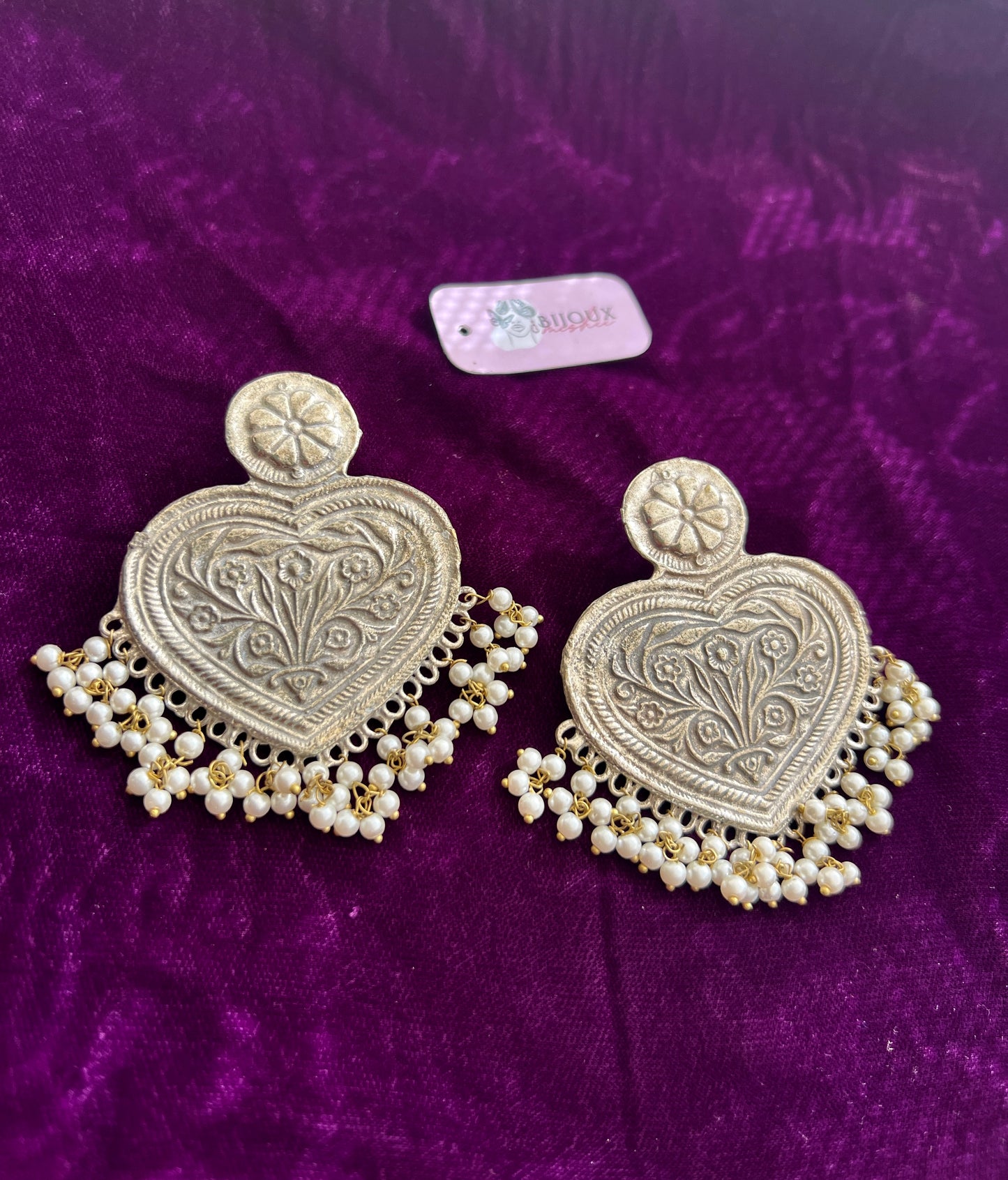 Ivory Silver Afghan Jhumkay