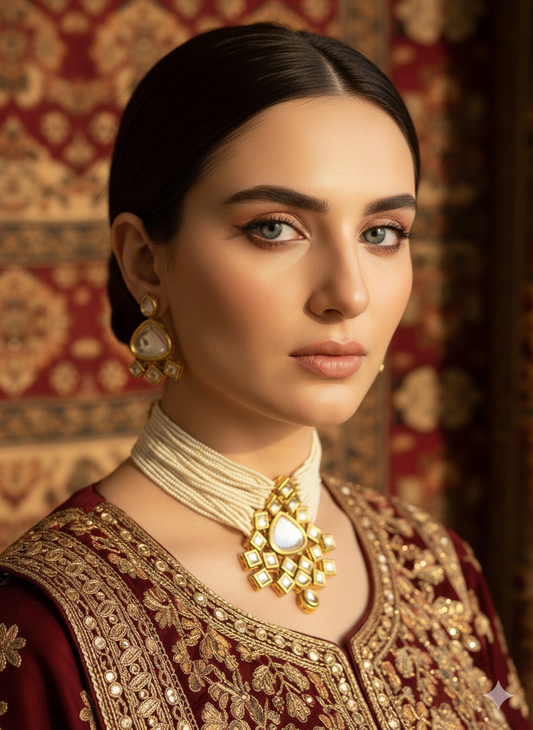 Kundan Pearls Heavy Choker
