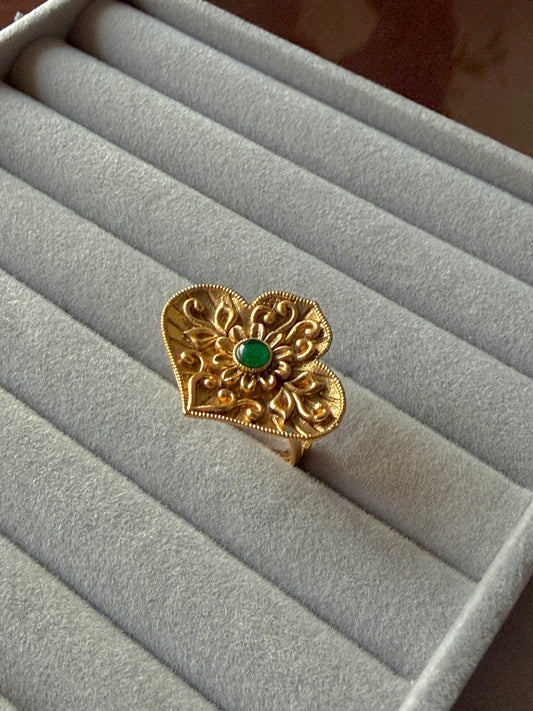 Ornate Floral Heart Ring