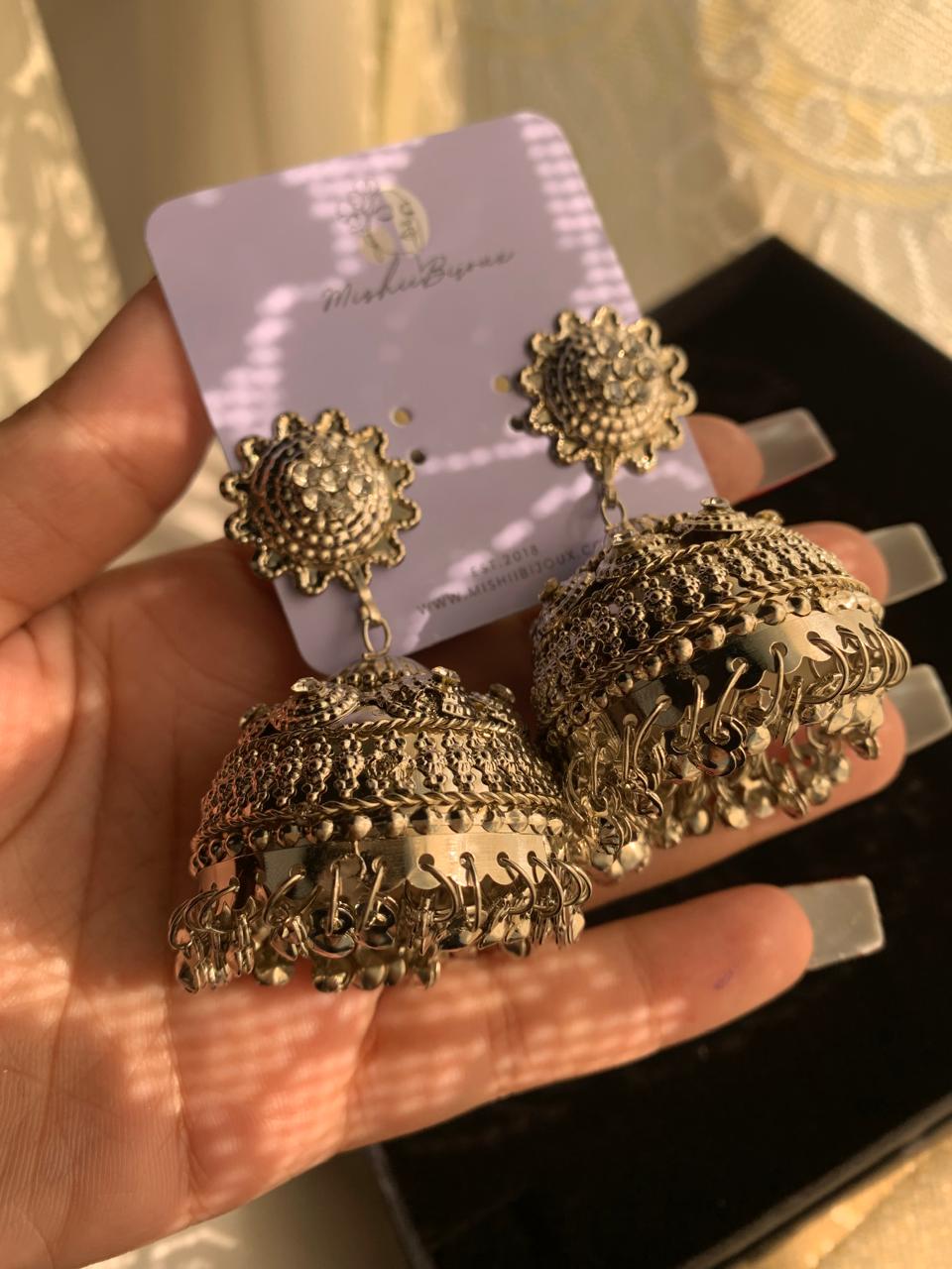 Moonlight Silver Jhumkay