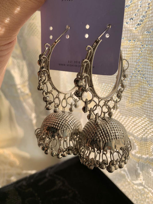Roman Silver Jhumkies