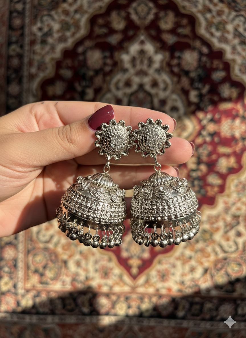 Moonlight Silver Jhumkay