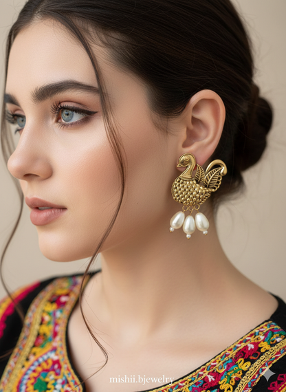 Lustrous Moor Bird Studs