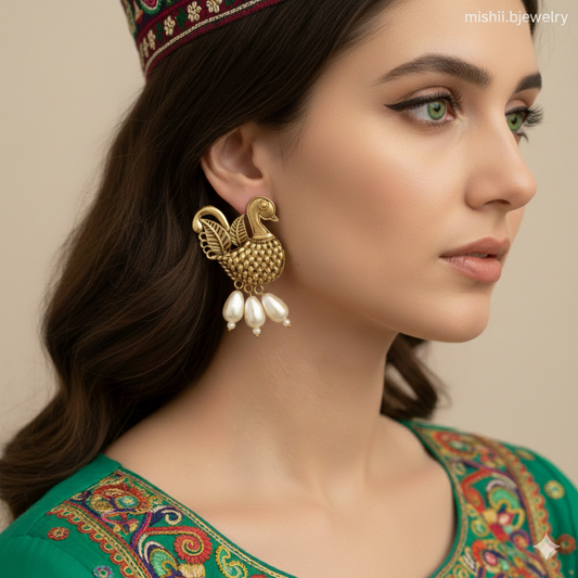 Lustrous Moor Bird Studs