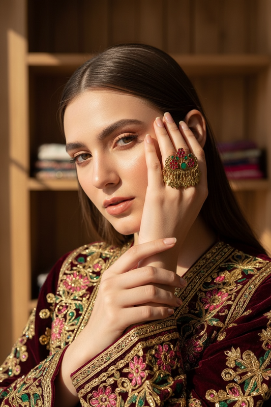 Teen Phool Afghana Ring