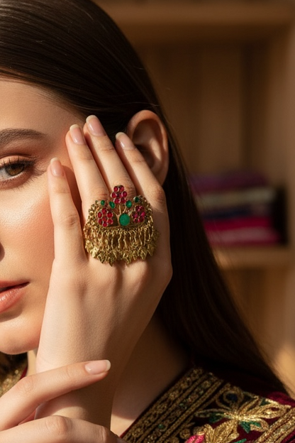 Teen Phool Afghana Ring