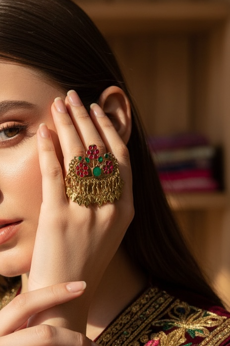 Teen Phool Afghana Ring