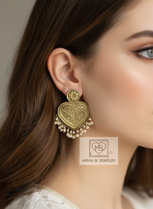 Ivory Gold Afghan Jhumkay