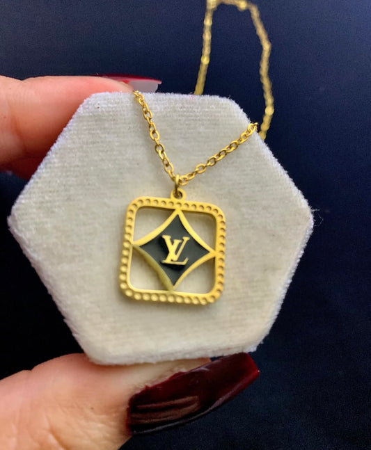 S.Steel LV Pendant Necklace