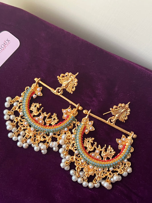 Vibrant Mist Peacock Earrings