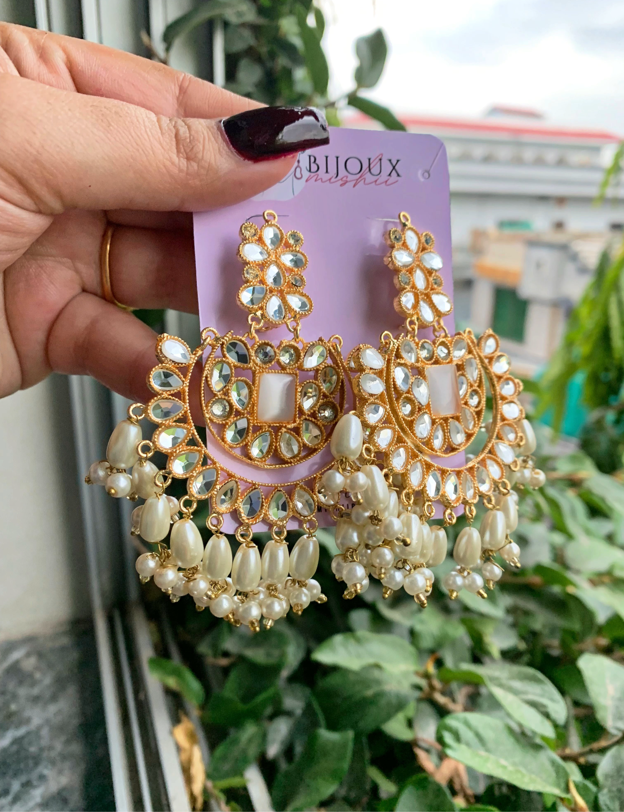 Polki Pearl Earrings