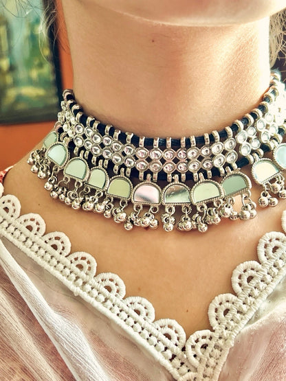 Ethnic Mirror Choker Set