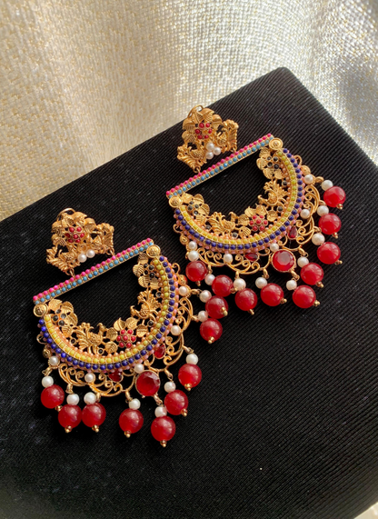 Textured Peacock Earrings