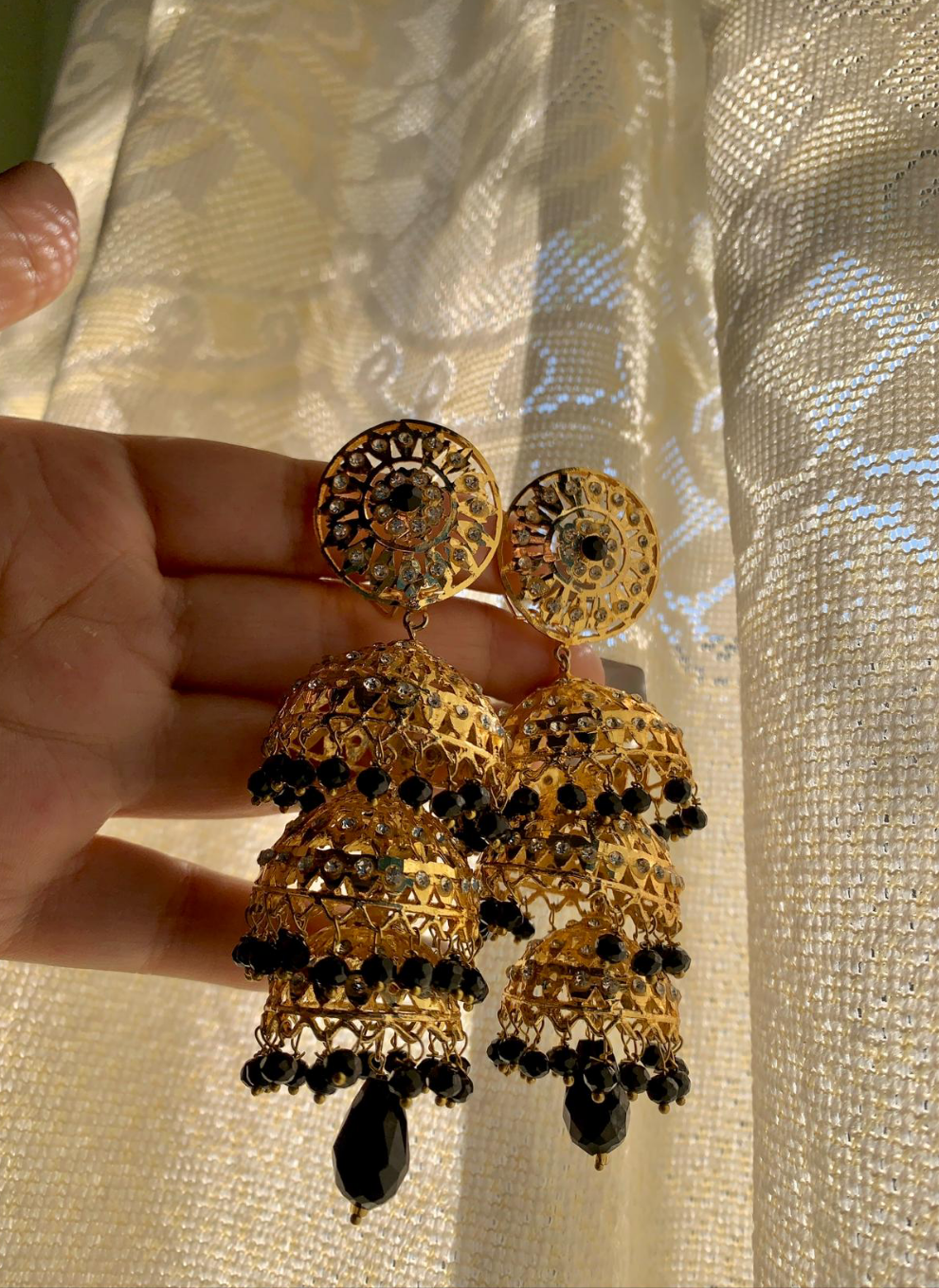 Mettalic & Black Steps Jhumkay