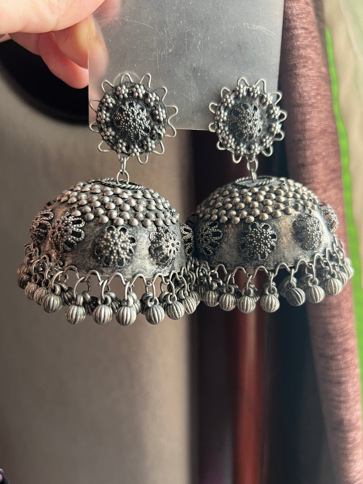 Blackened Vintage Jhumkay Large - Mishii B Jewelry