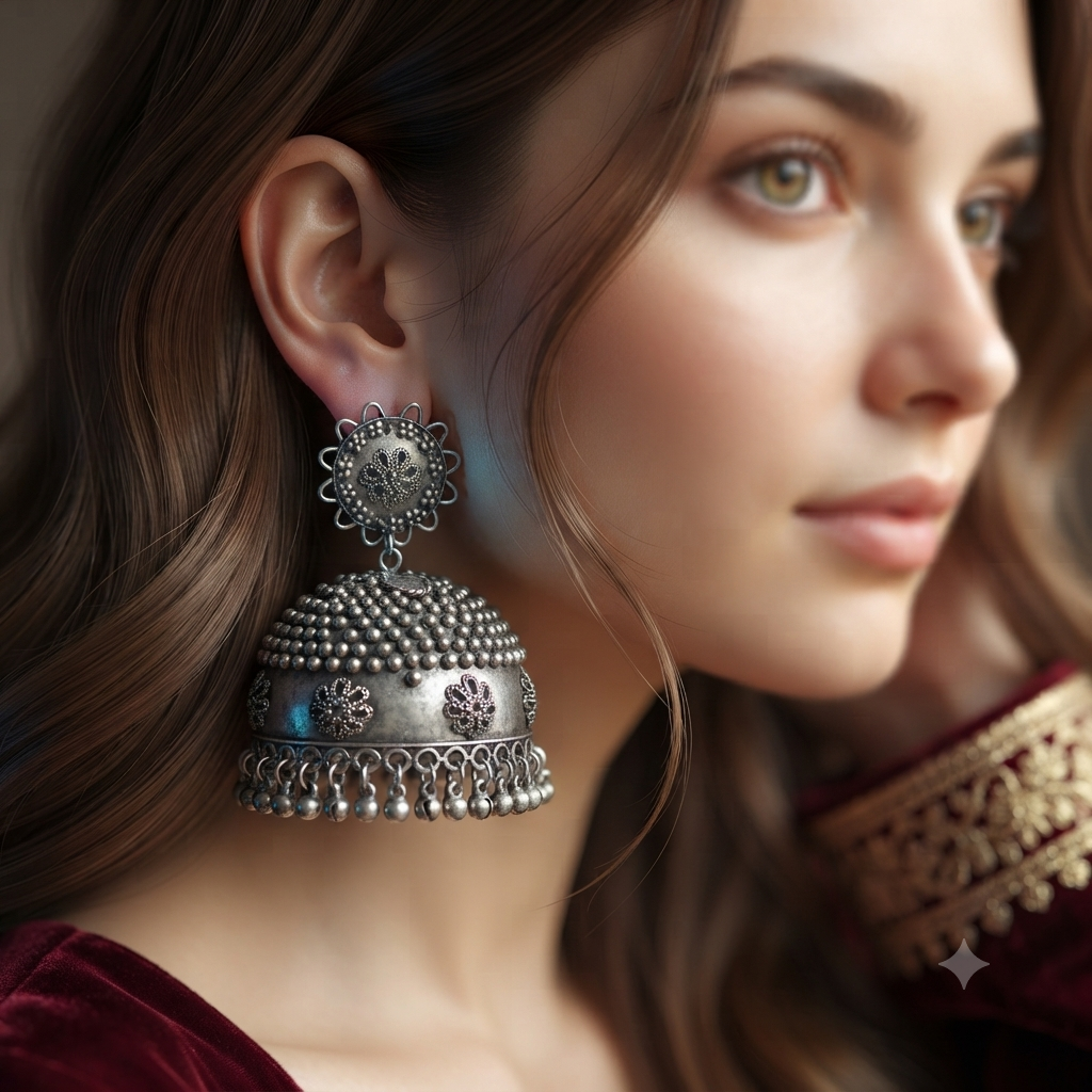 Blackened Vintage Jhumkay Large