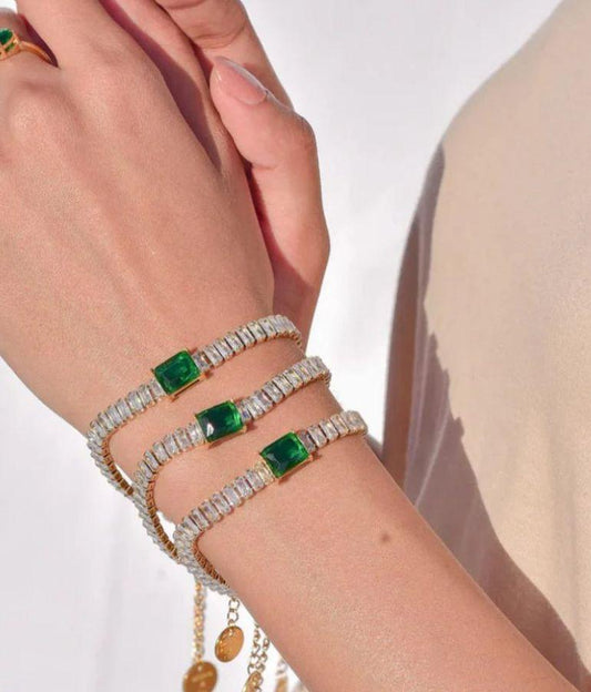 Rhinestone Emerald Bracelet