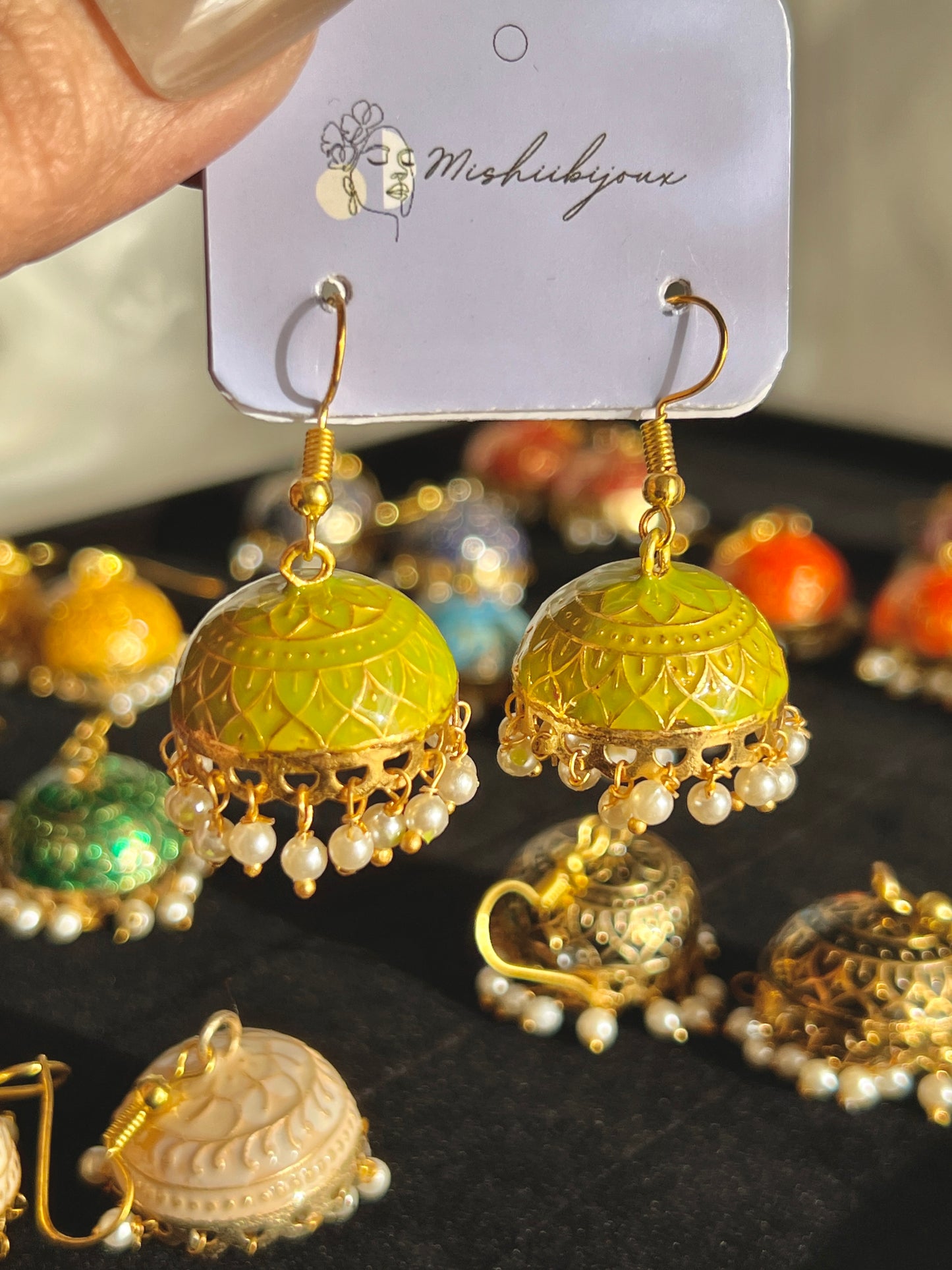 Multicolour Minakari Jhumkis