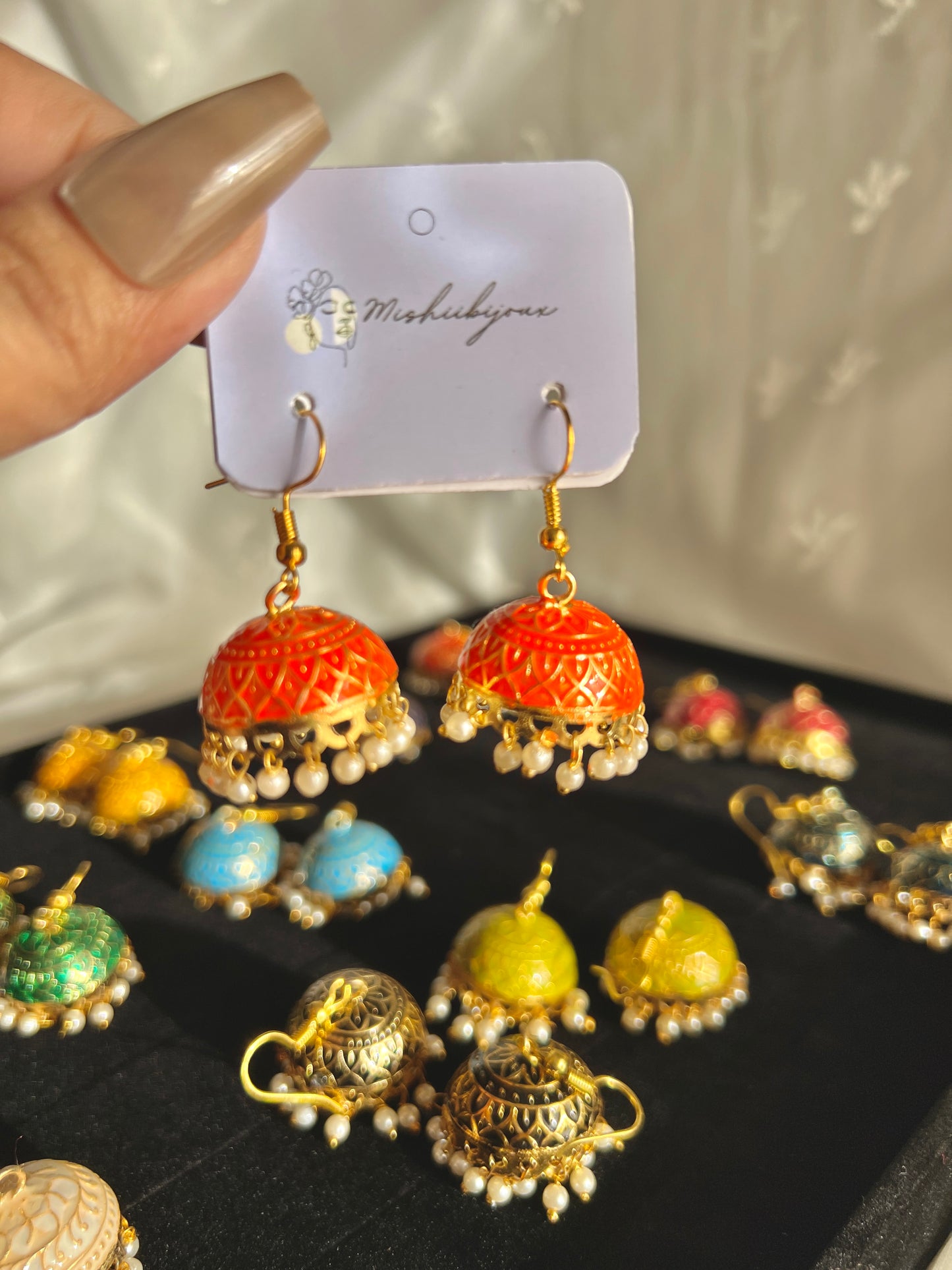 Multicolour Minakari Jhumkis