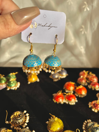 Multicolour Minakari Jhumkis