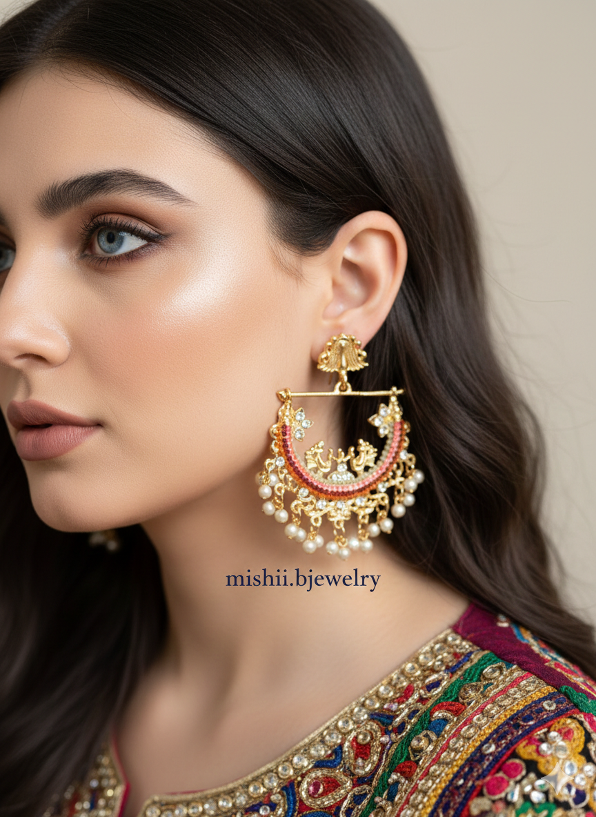 Vibrant Mist Peacock Earrings