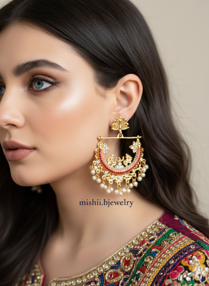 Vibrant Mist Peacock Earrings