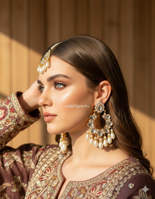 Kundun Jhumkay with Tikka