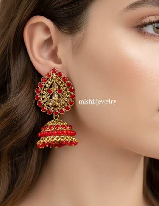 Coral Red Jhumkay