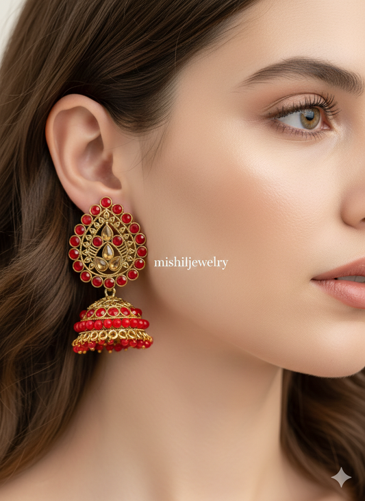 Coral Red Jhumkay