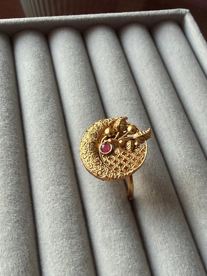 Ornate Floral Heart Ring