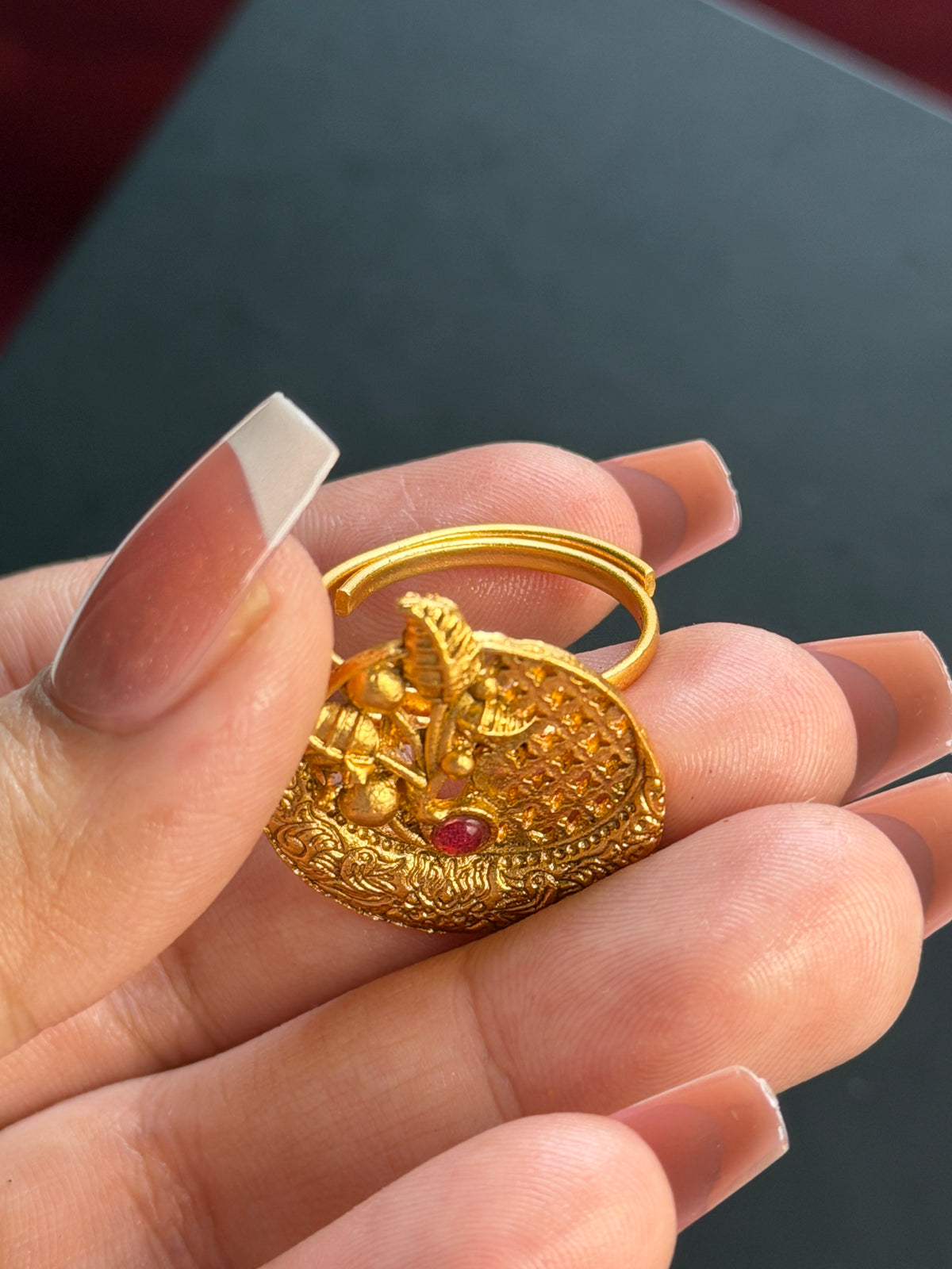 Ornate Floral Heart Ring