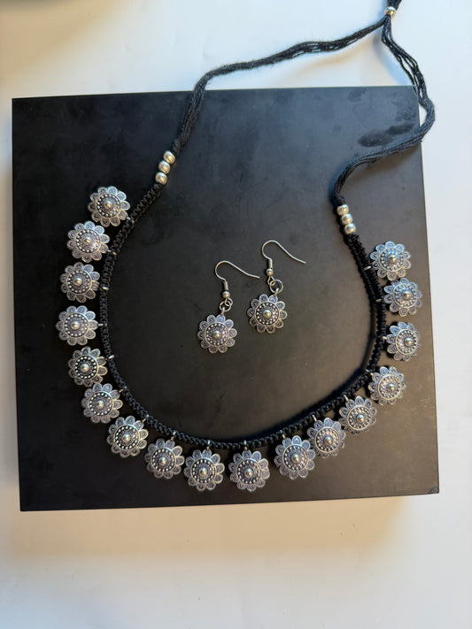Floral Oxidised Choker