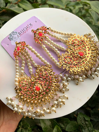 Dangle Pearl Peach Earrings