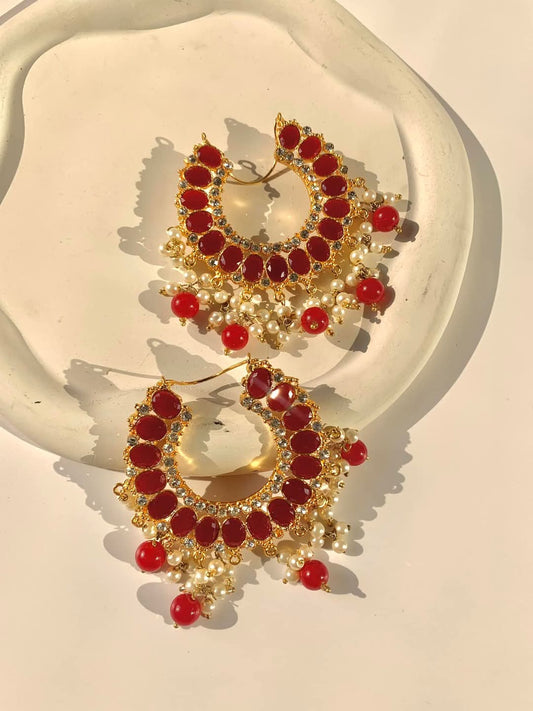 Maroon Kanbali Jhumkay