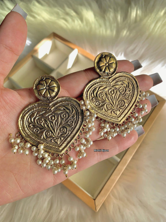 Ivory Gold Afghan Jhumkay