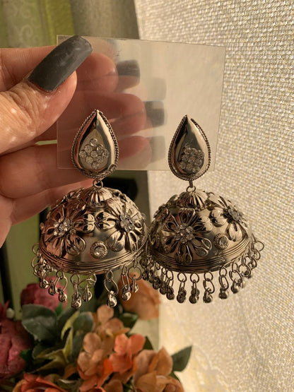 Roman Silver Dome Jhumkay