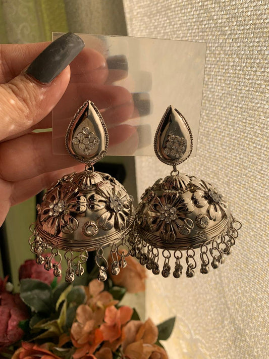 Roman Silver Dome Jhumkay