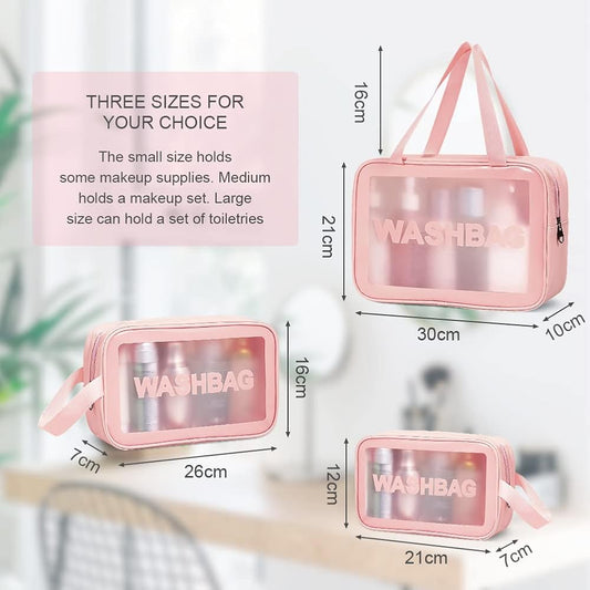 3 Pcs Washbag Set - Pink
