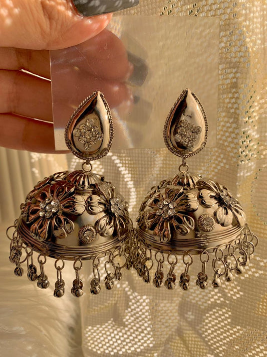 Roman Silver Dome Jhumkay