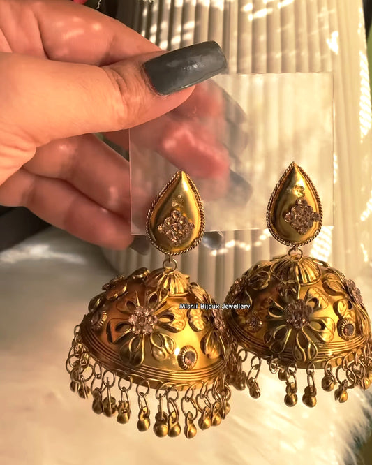 Rustic Copper Dome Jhumkay