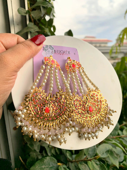 Dangle Pearl Peach Earrings