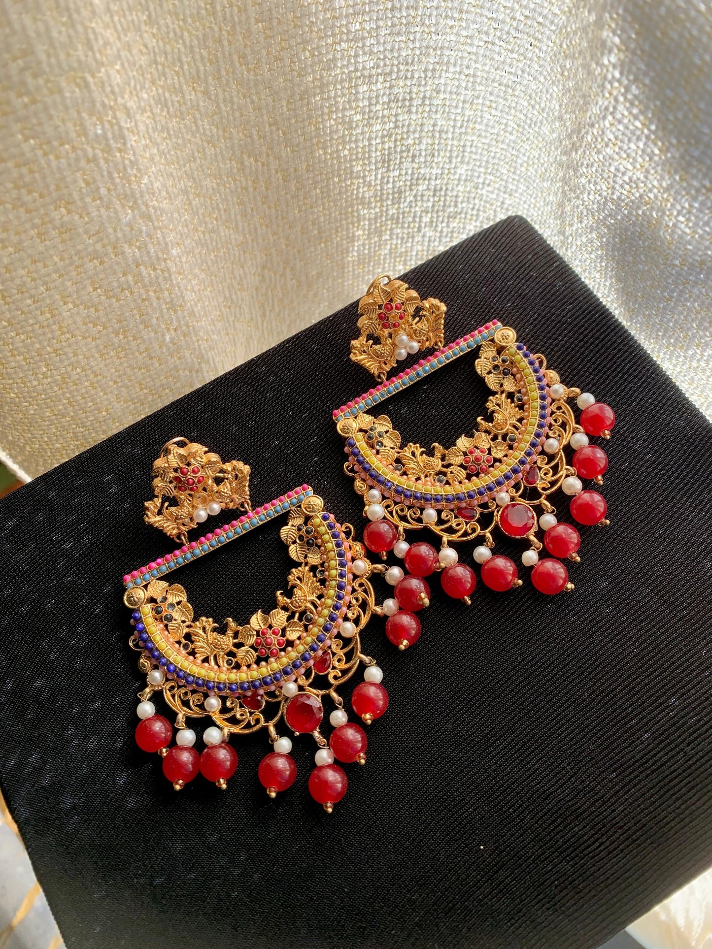 Textured Peacock Earrings