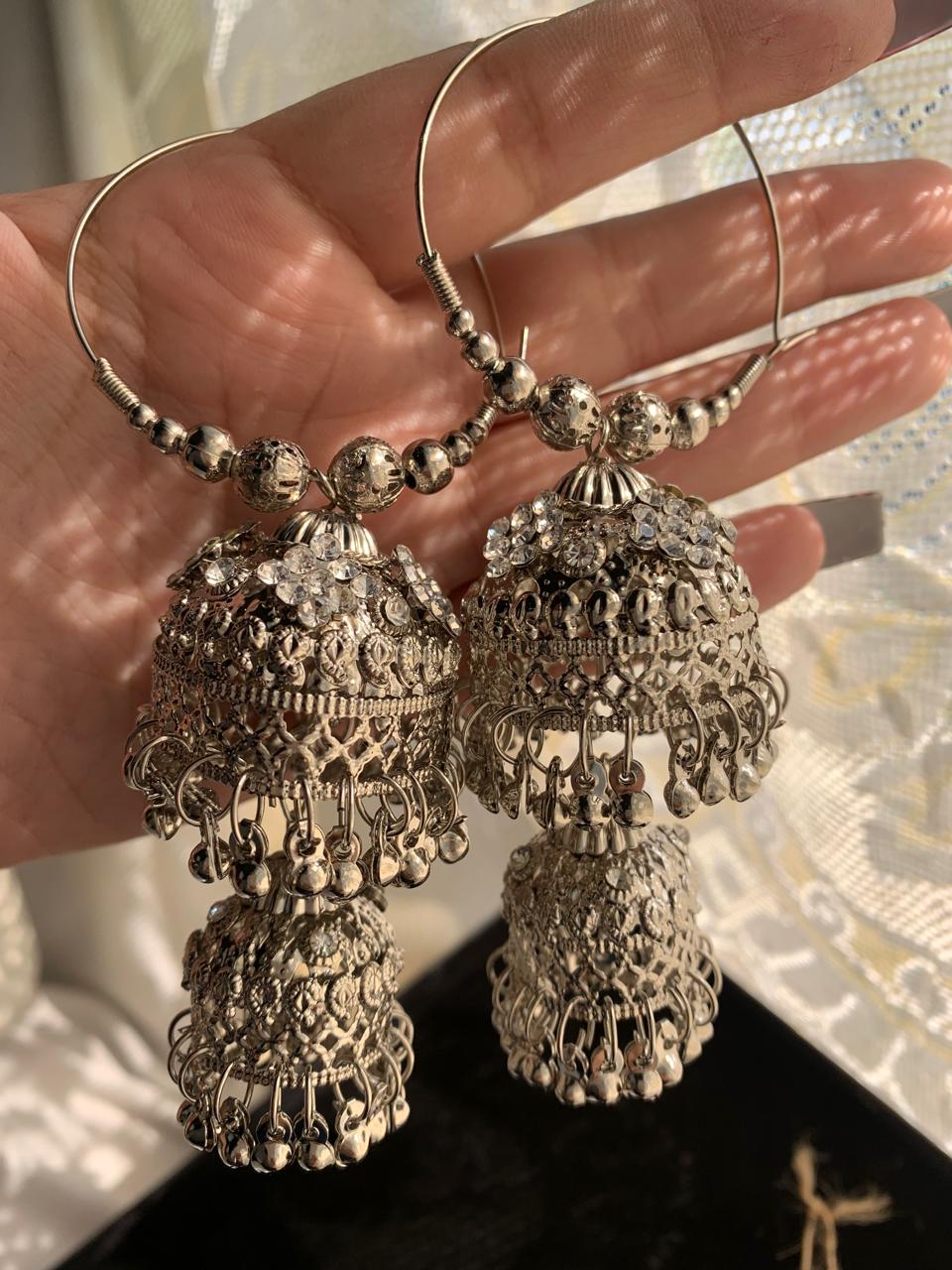 Roman Silver Steps Jhumkay
