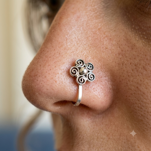 Silver Floral Nathli
