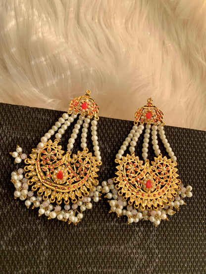 Dangle Pearl Peach Earrings