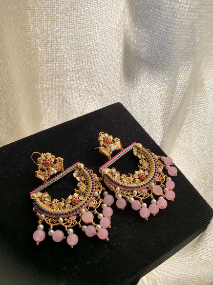 Mor Inspired Jhumkay Pink